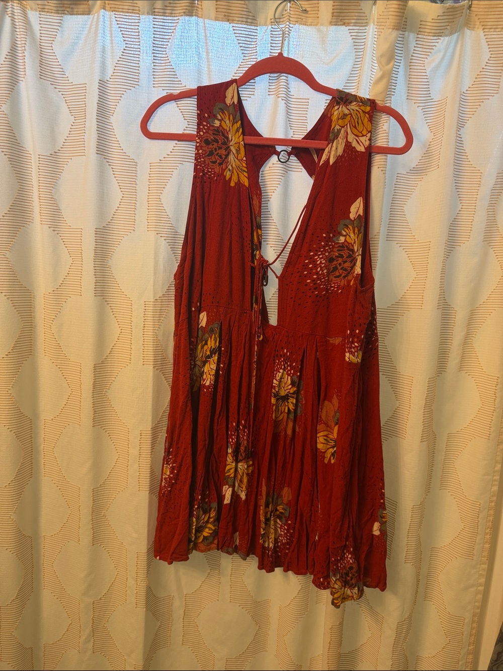 Free people Women’s Red Floral V-Neck Sundress
